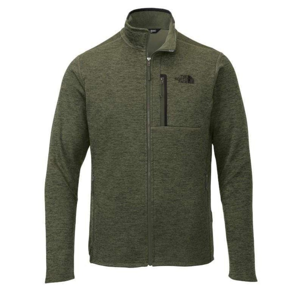 The North Face Mens Skyline Full Zip Fleece Jacket Green Heather Portfolio Tech